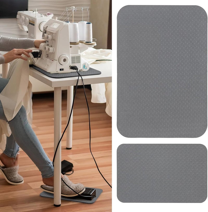 Udefineit 2PCS Sewing Machine Mats, Non Slip & Reduce Vibrations Movements Sewing Machine Muffling Mat Pedal Mat, Sewing Machine and Sergers Accessory, 2 Sizes Stay in Place Machine Pads - Gray - Image 1